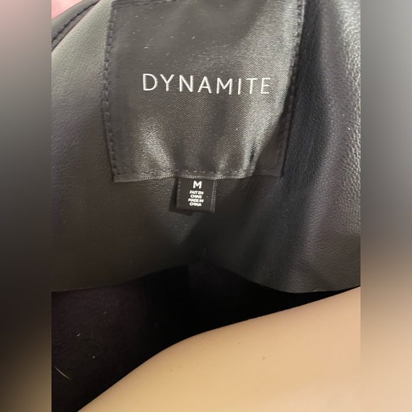 Women’s medium faux leather and stretch side zip up jacket - Picture 4 of 6